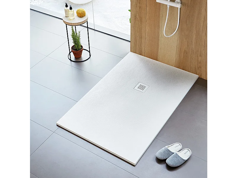 Receveur de douche 70 x 80 cm extra plat STRATO surface ardoisée rectangulaire blanc