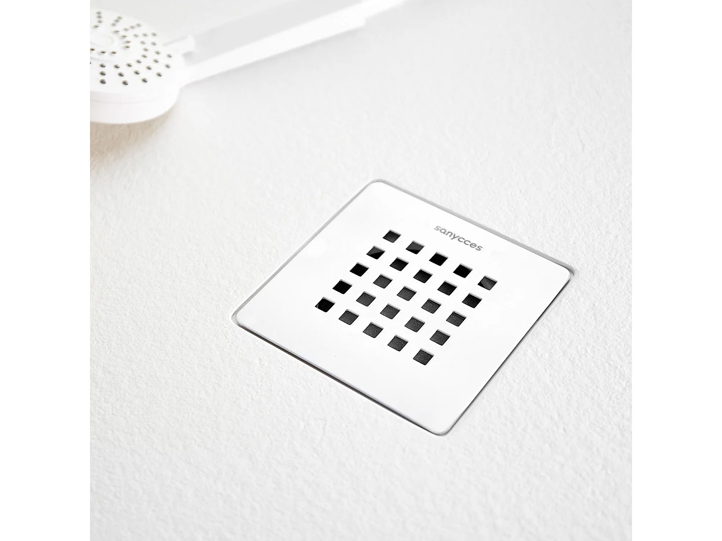 Plato de ducha extraplano STRATO con superficie de pizarra, rectangular, blanco  80 x 80 cm