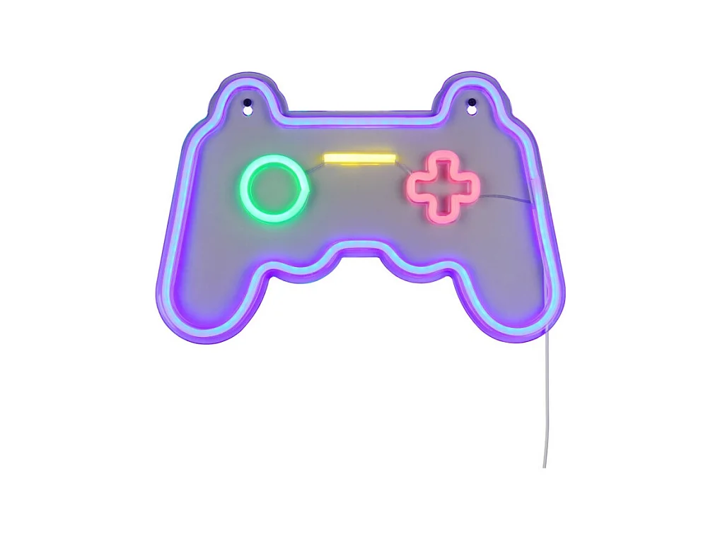 Applique murale néon Gamer, Manette multicolore