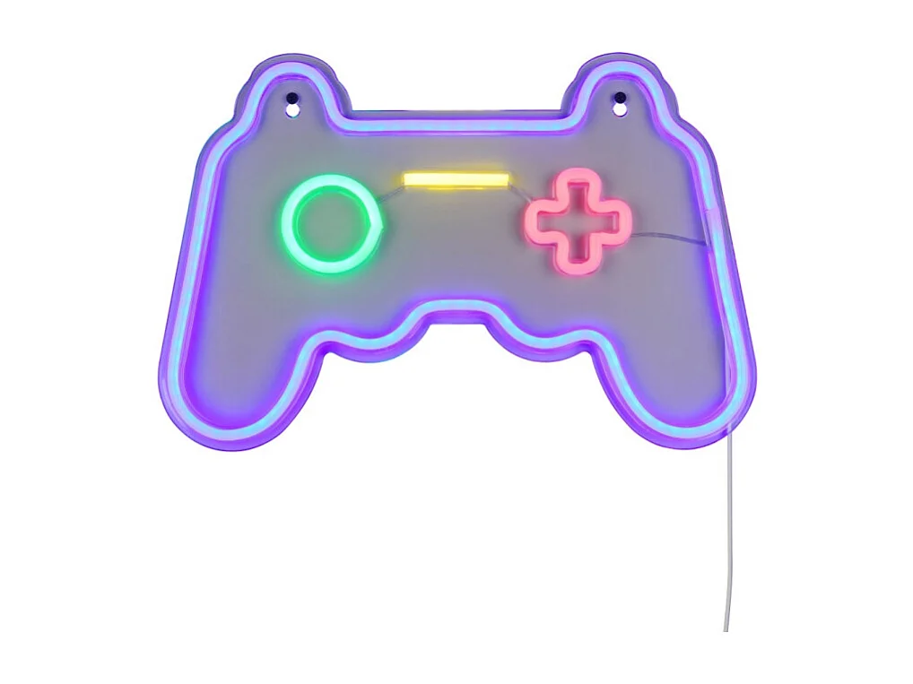 Applique murale néon Gamer, Manette multicolore