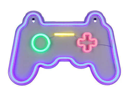 Applique murale néon Gamer, Manette multicolore