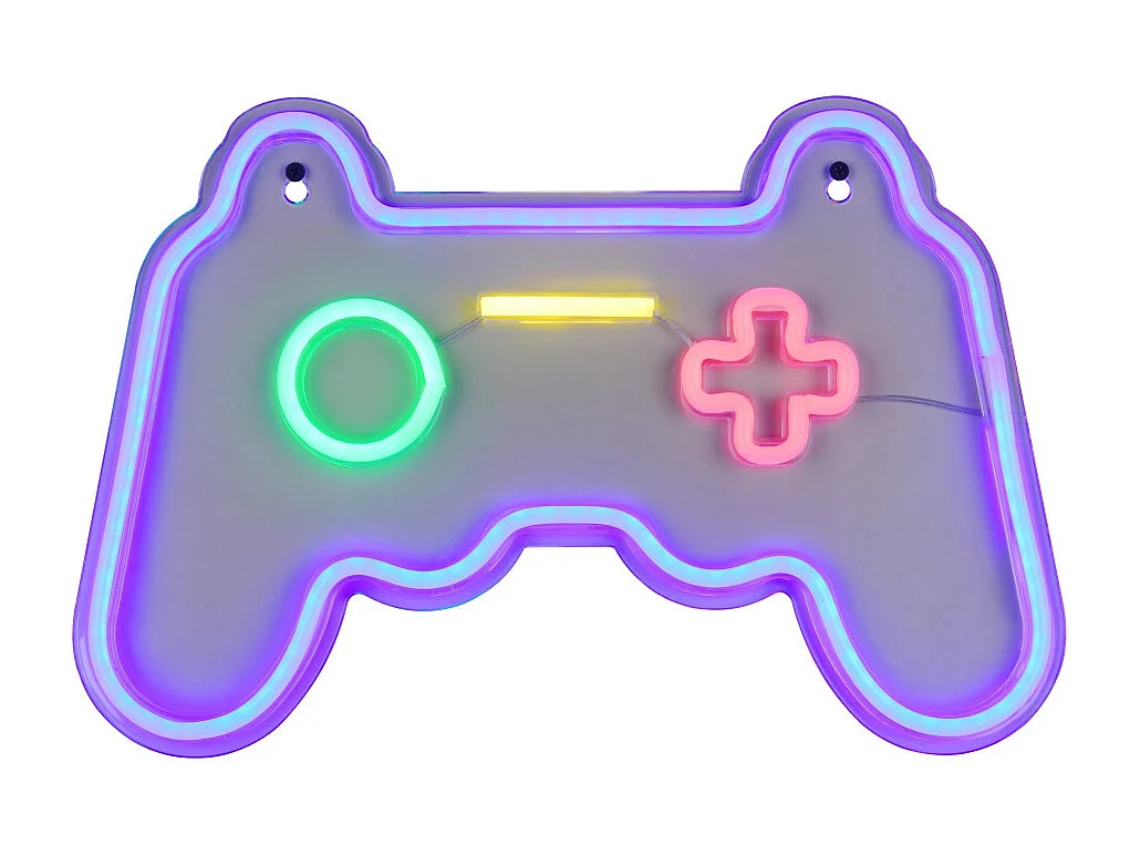 Applique murale néon Gamer, Manette multicolore