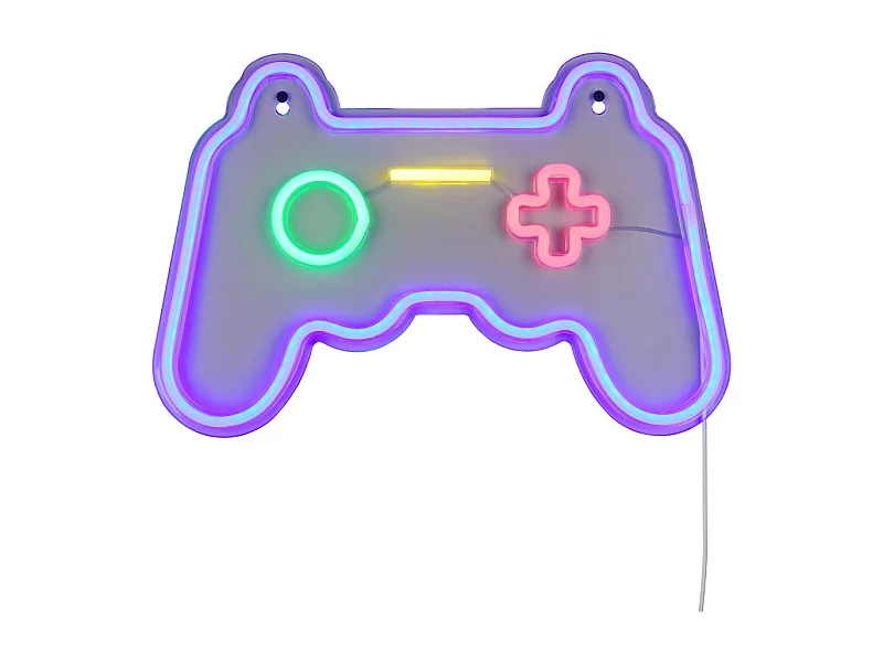 Applique murale néon Gamer, Manette multicolore