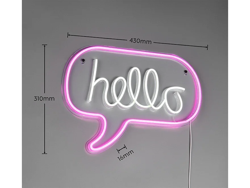 Wandlamp HELLO - 0x0x31 cm - Transparant