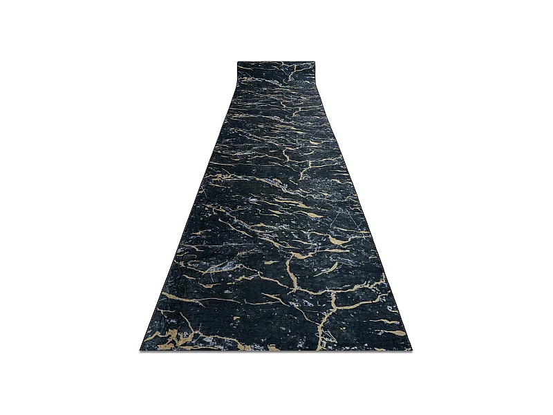 TAPIS DE COULOIR antidérapant LOTUS GALACTIC 9523 Marbre noir / L'or  80x280 cm