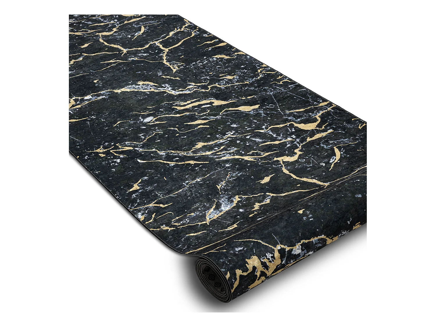 TAPIS DE COULOIR antidérapant LOTUS GALACTIC 9523 Marbre noir / L'or  80x760 cm