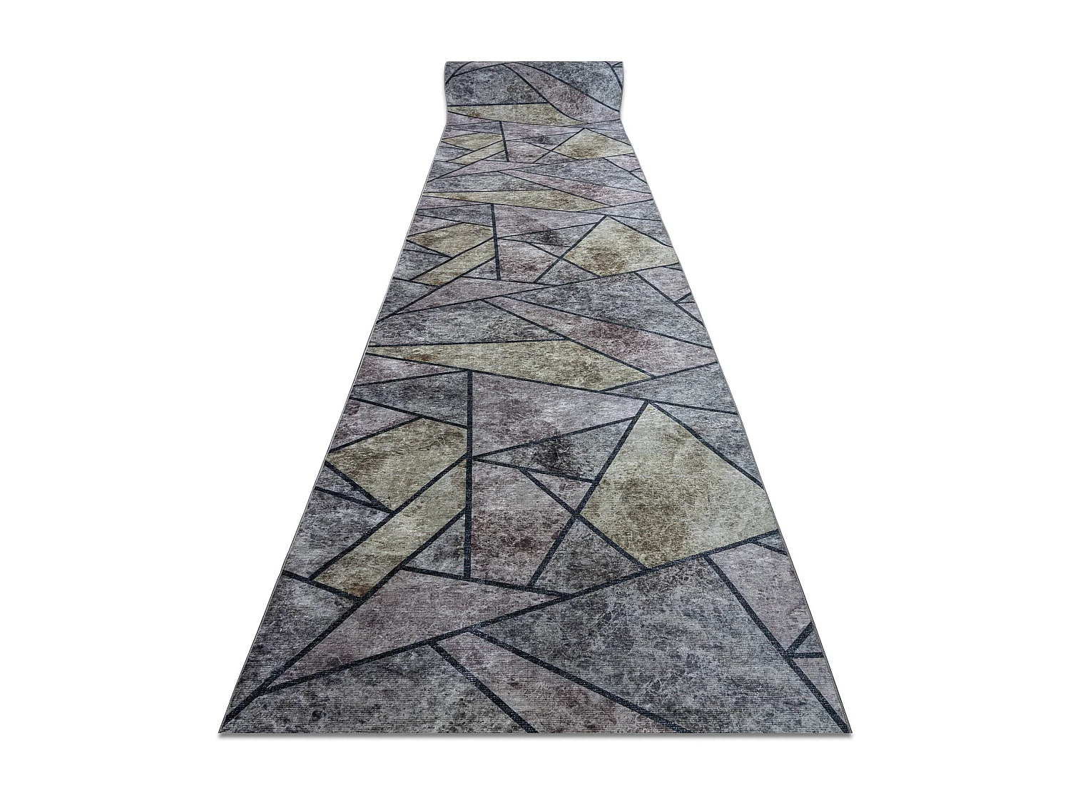 TAPIS DE COULOIR antidérapant LOTUS MOSAIC 22010 Mosaïque gris lavab 60x890 cm