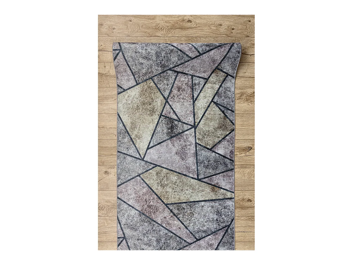 Läufer Antirutsch LOTUS MOSAIC 22010 Mosaik grau ZUM WASCHEN 80x230 cm