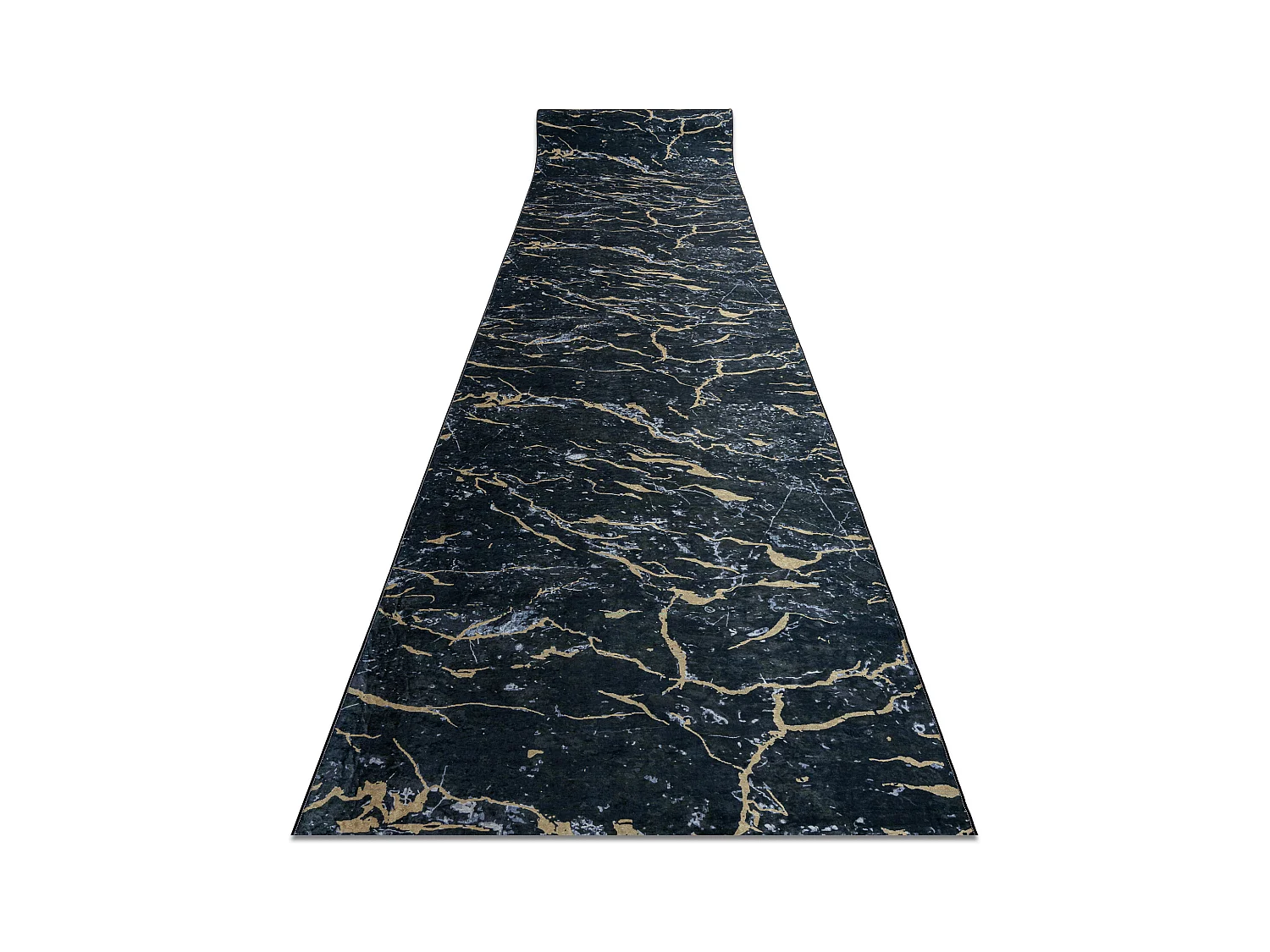 TAPIS DE COULOIR antidérapant LOTUS GALACTIC 9523 Marbre noir / L'or  80x250 cm