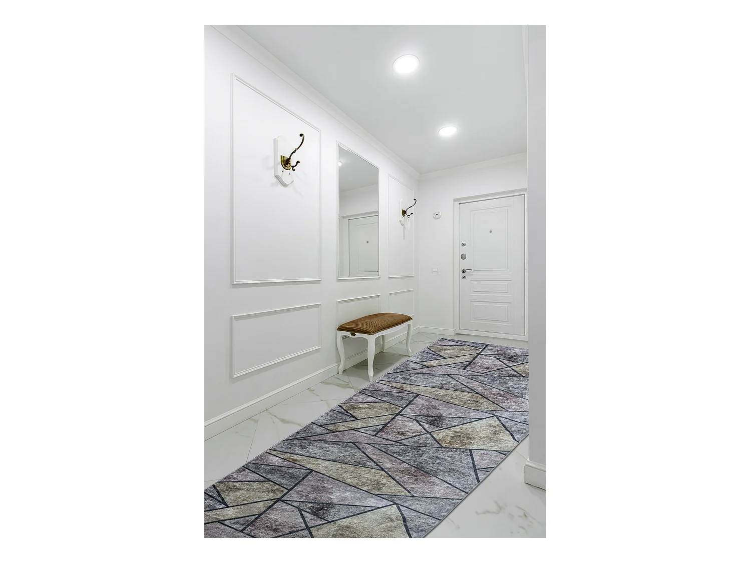 Vloerbekleding met rubber bekleed LOTUS MOSAIC 22010 Mozaika grijs was 60x350 cm