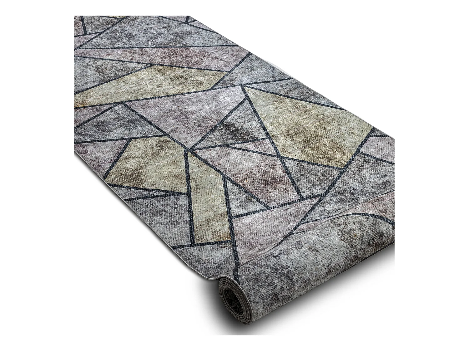 TAPIS DE COULOIR antidérapant LOTUS MOSAIC 22010 Mosaïque gris lavab 60x660 cm