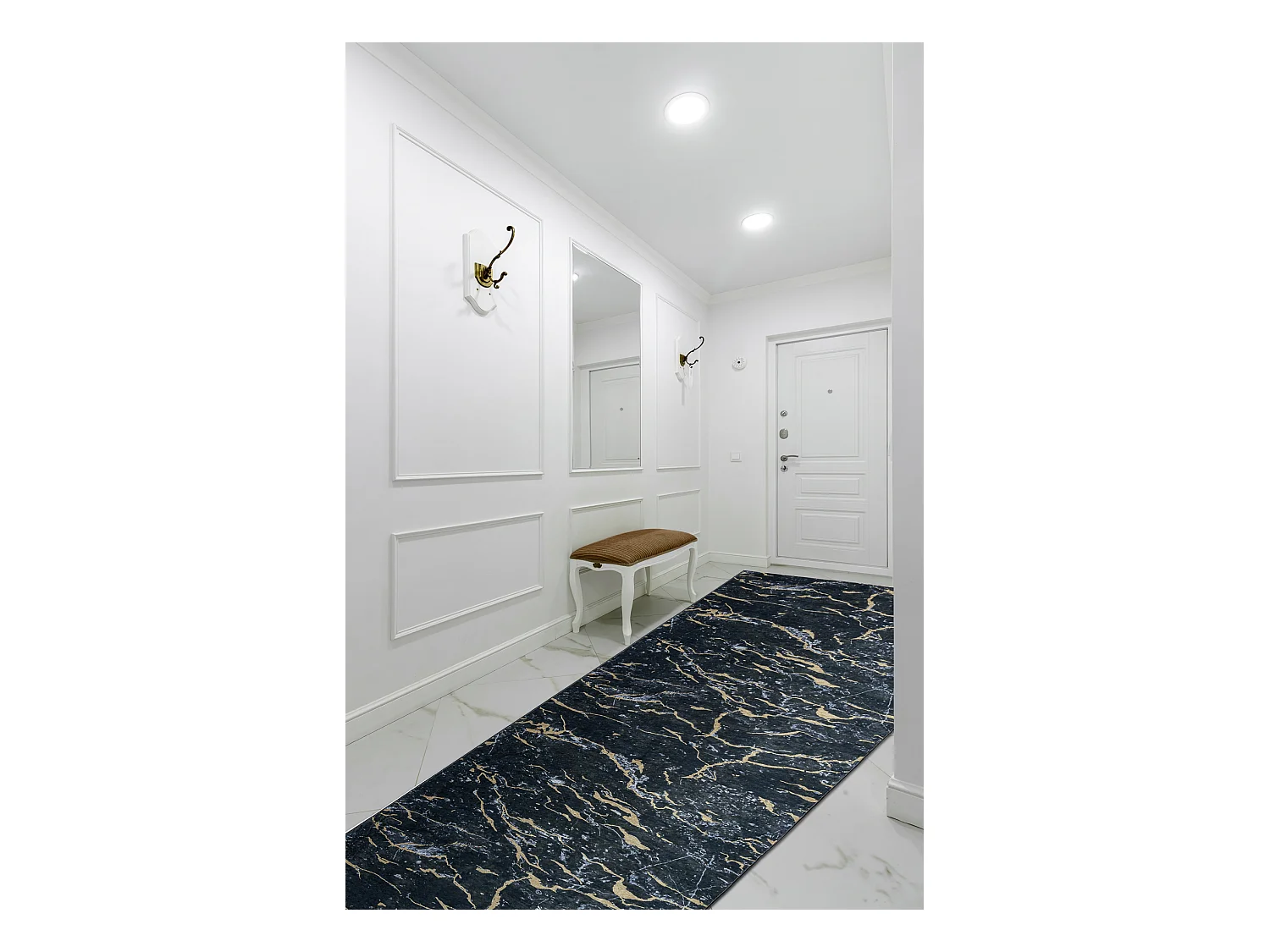 TAPIS DE COULOIR antidérapant LOTUS GALACTIC 9523 Marbre noir / L'or  60x130 cm