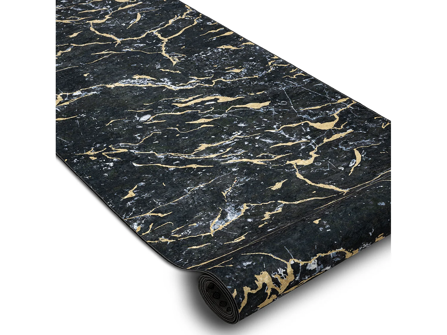 CHODNIK podgumowany DO PRANIA LOTUS GALACTIC 9523 Marmur czarny / zło 60x1250 cm