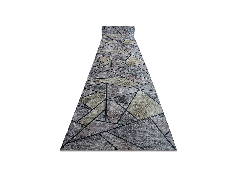 TAPIS DE COULOIR antidérapant LOTUS MOSAIC 22010 Mosaïque gris lavab 80x120 cm