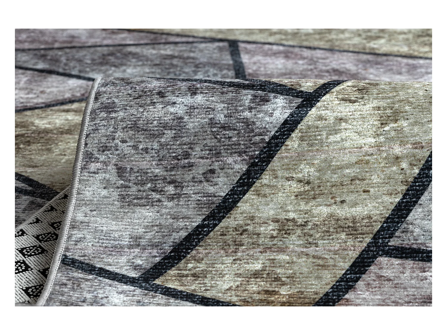 TAPIS DE COULOIR antidérapant LOTUS MOSAIC 22010 Mosaïque gris lavab 120x710 cm