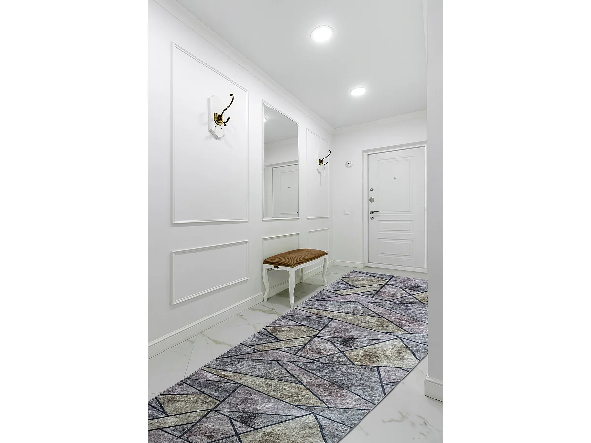 CHODNIK podgumowany DO PRANIA LOTUS MOSAIC 22010 Mozaika szary 60cm 60x460 cm