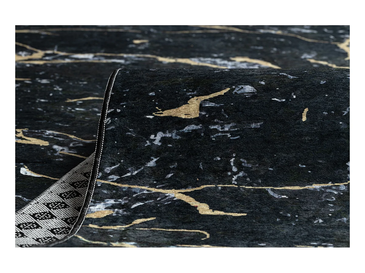 TAPIS DE COULOIR antidérapant LOTUS GALACTIC 9523 Marbre noir / L'or  100x460 cm