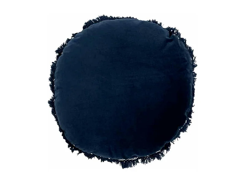 Coussin Rond en Velours "Rosta" 50cm Bleu