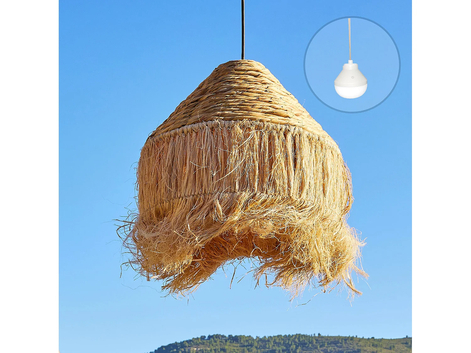 Suspension d'extérieur nomade LEONORA Beige Fibre naturelle D44 cm