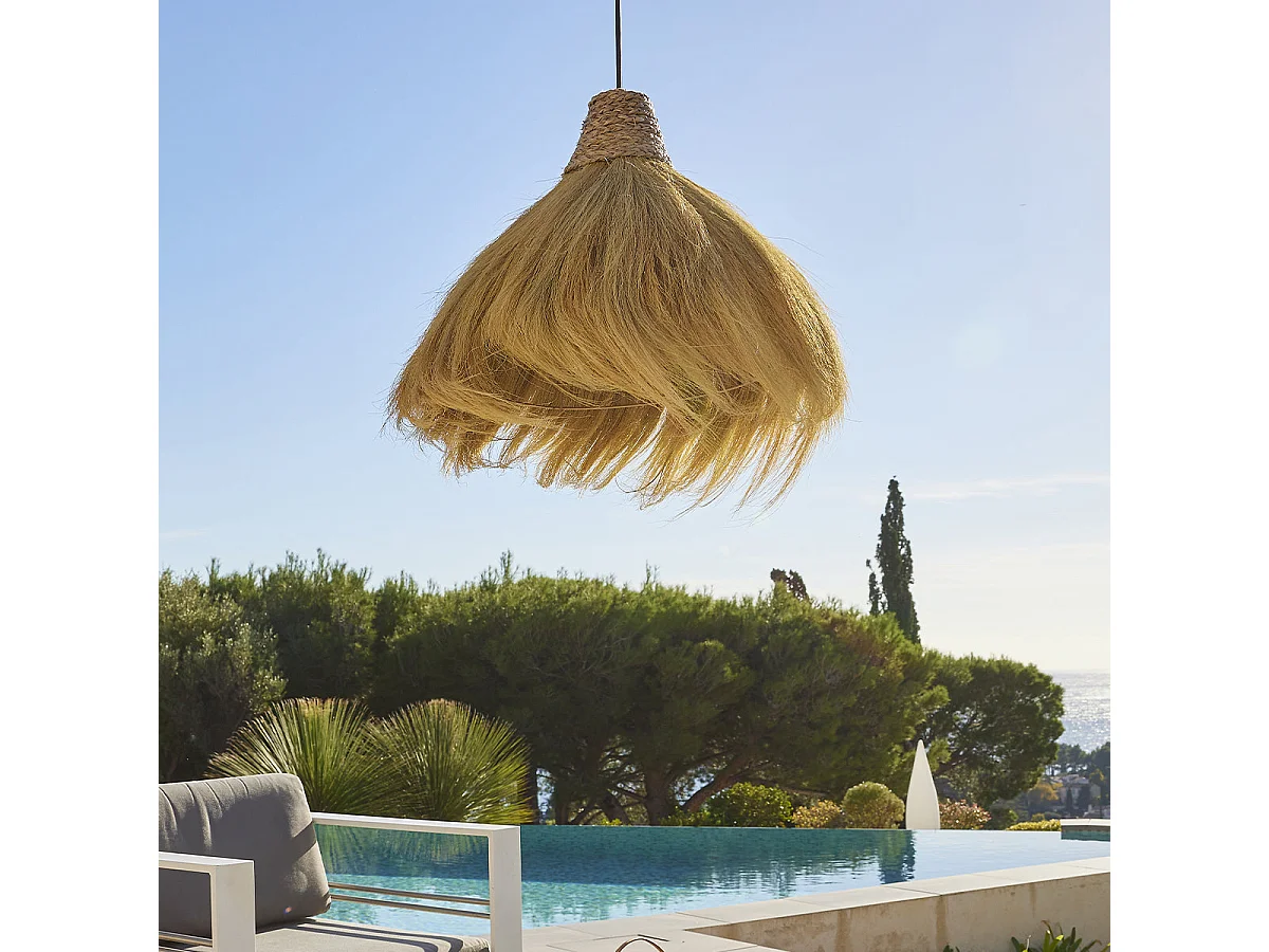 Suspension d'extérieur avec cable MASAI Bois Jonc de mer D60 cm