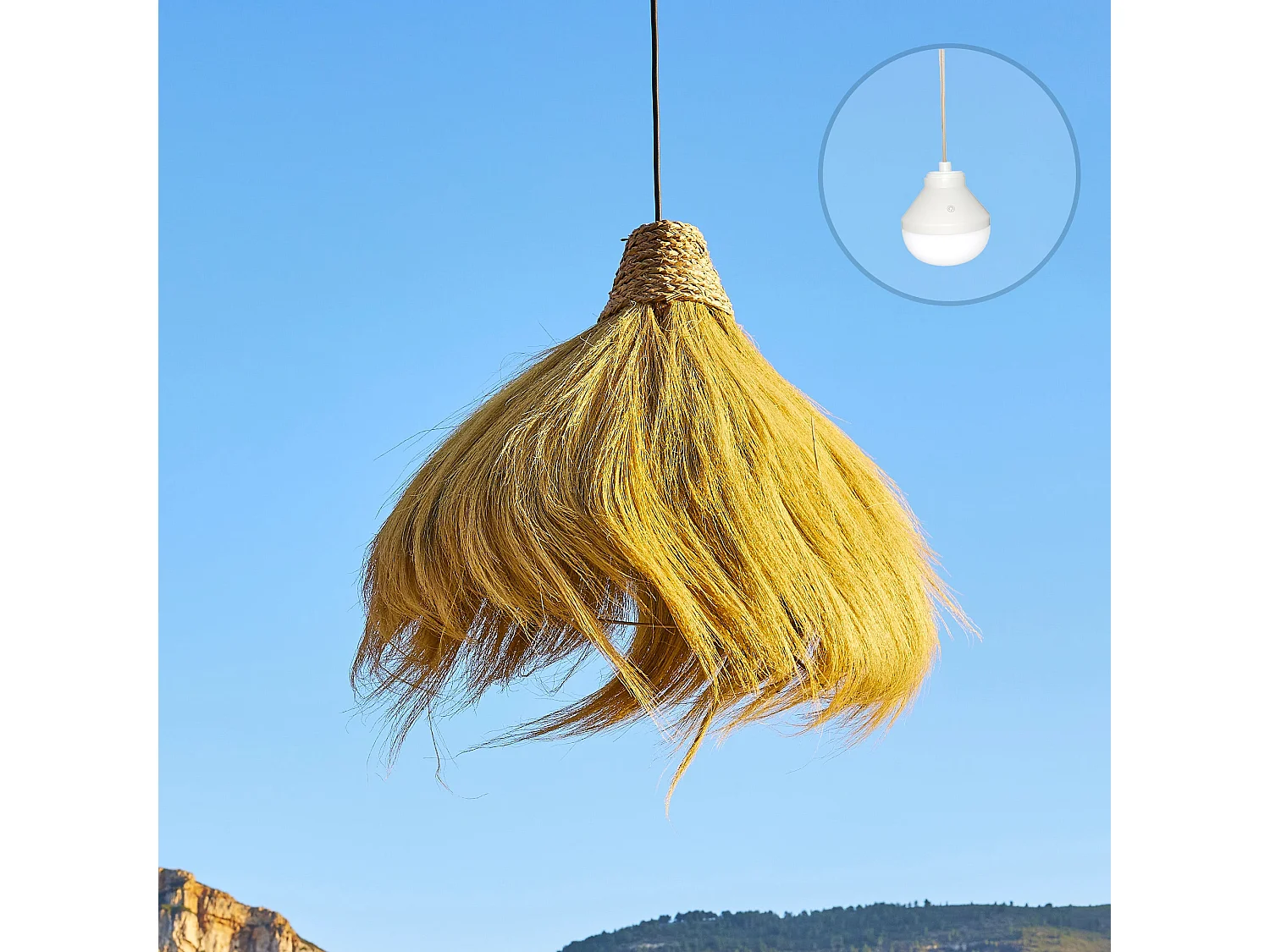 Suspension d'extérieur nomade MASAI Bois Jonc de mer D60 cm