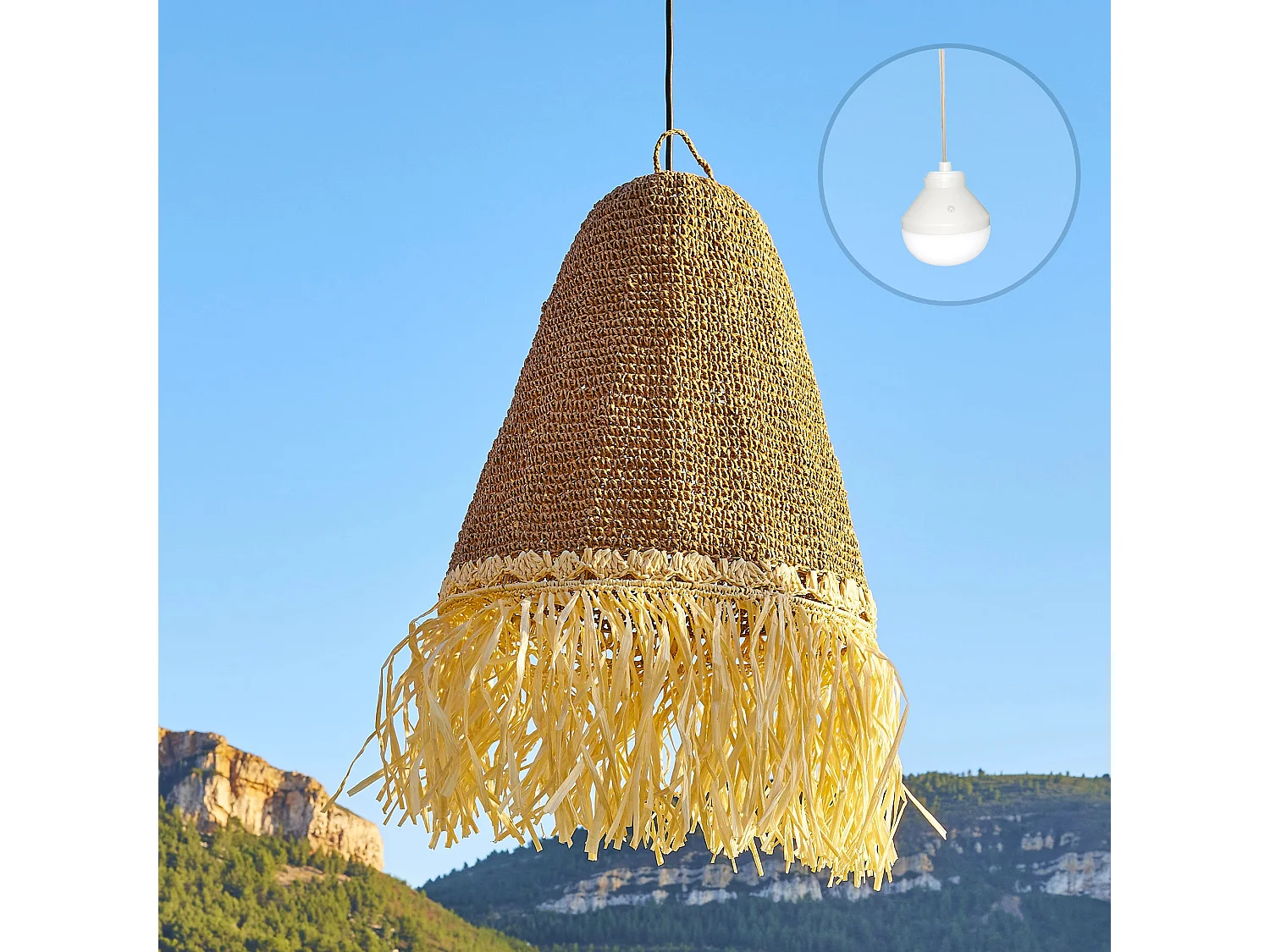 Suspension nomade PALOMA Beige Herbe marine D40 cm