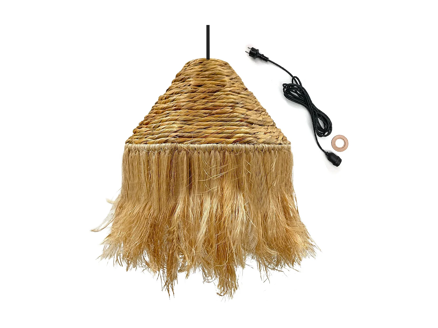 Suspension d'extérieur avec cable LEONORA Marron Fibre naturelle D44 cm