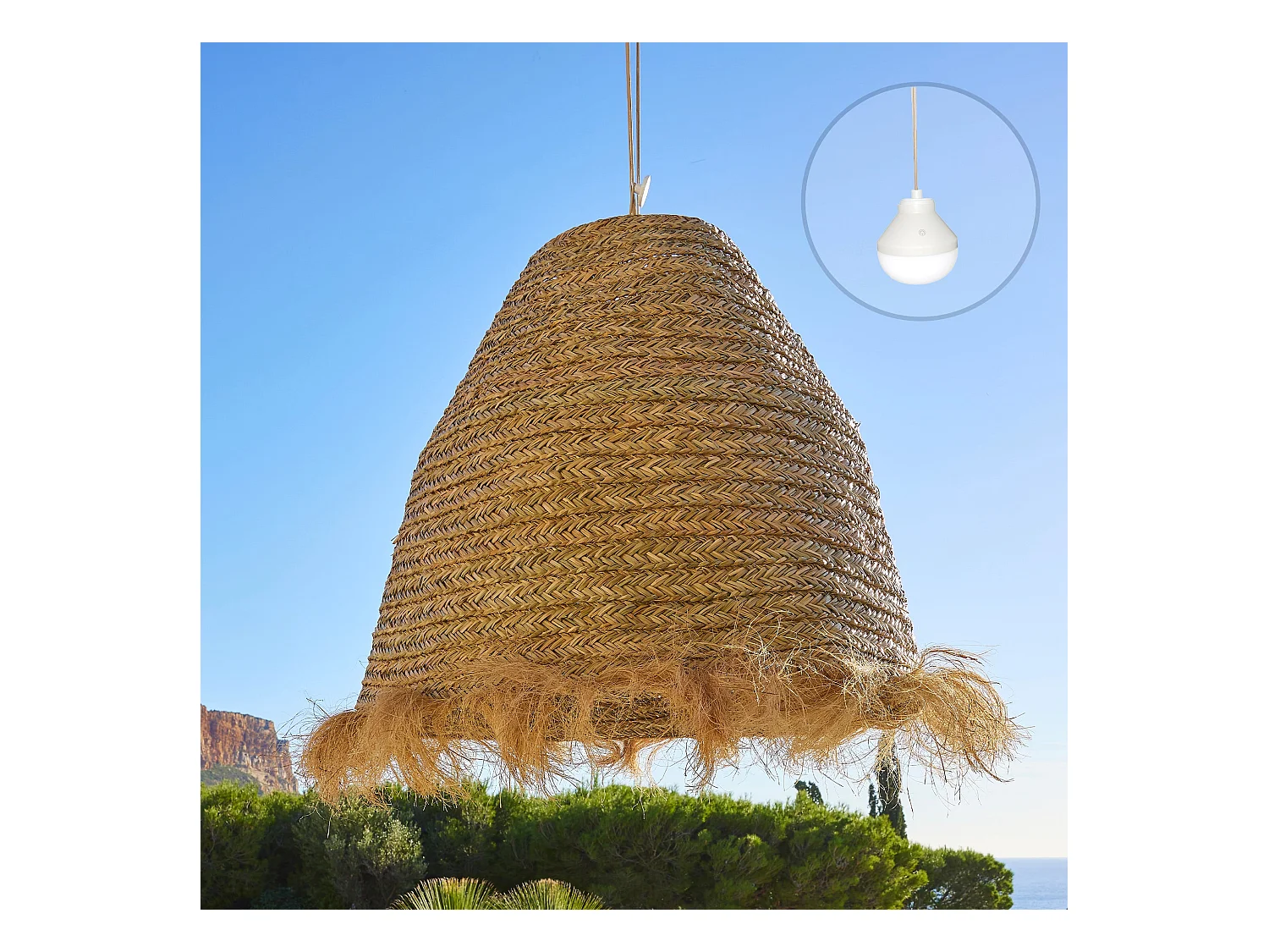 Suspension nomade BIG ANAFI Beige Jonc de mer D100 cm