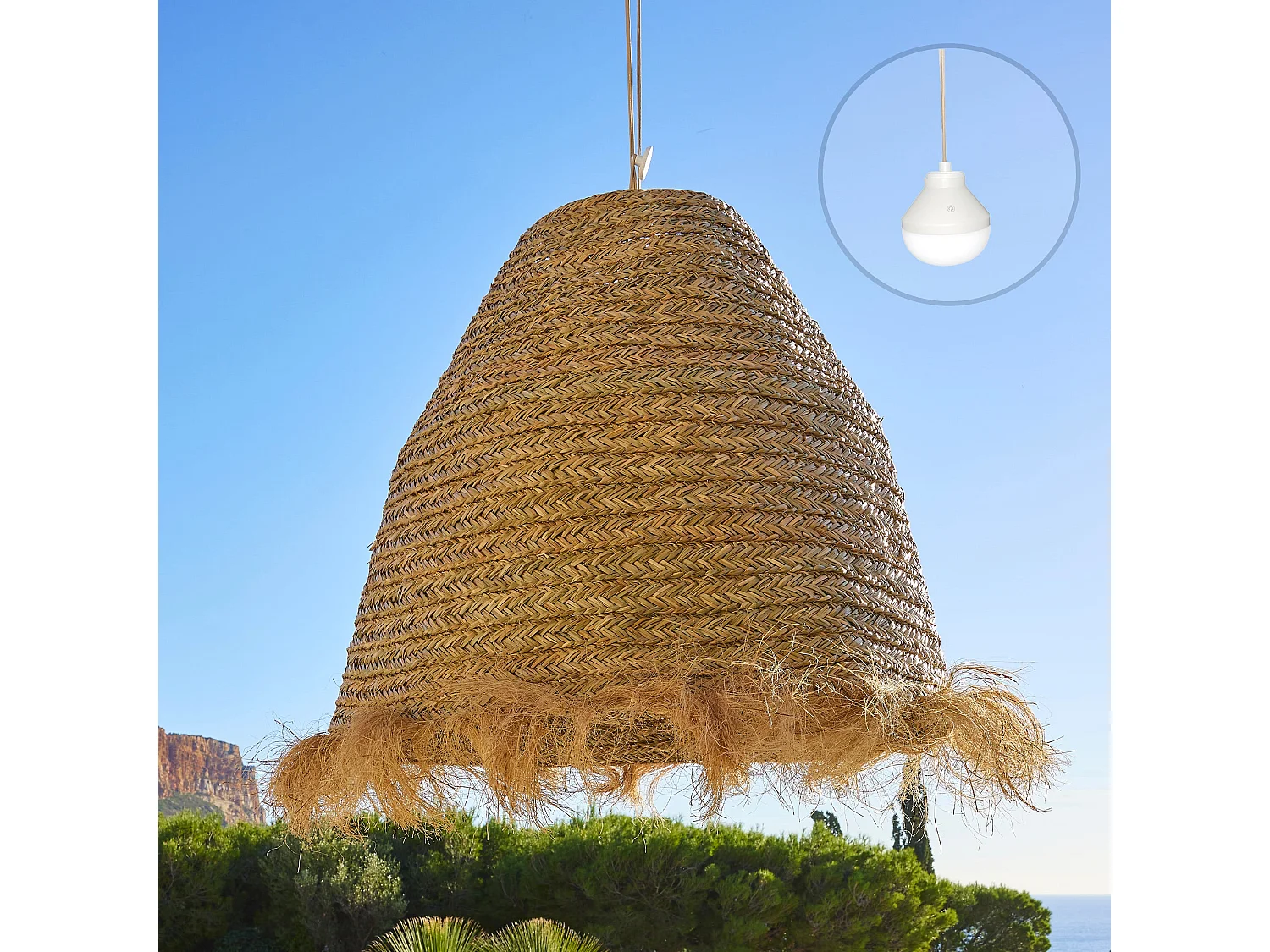 Suspension nomade BIG ANAFI Beige Jonc de mer D100 cm