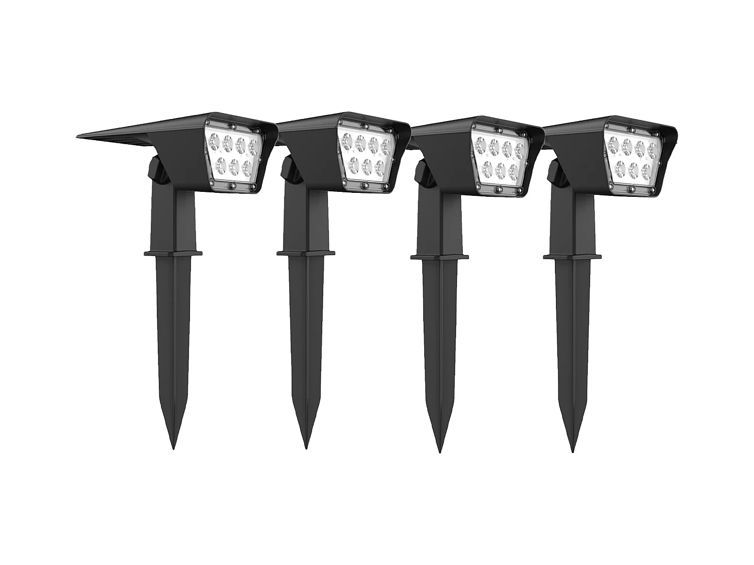 Lot de 4 spots solaires CURTIS Noir Plastique 200LM