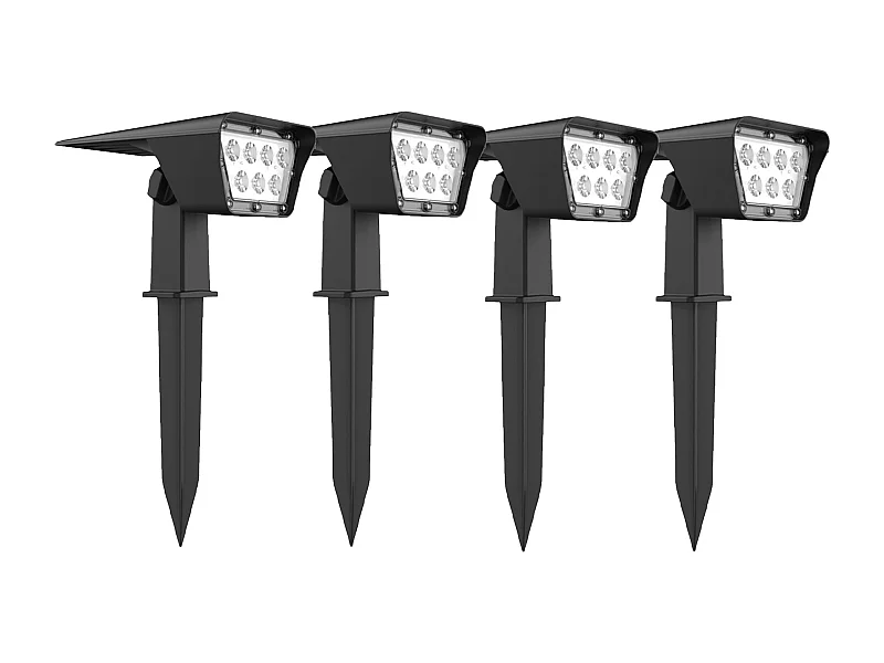 Lot de 4 spots solaires CURTIS Noir Plastique 200LM