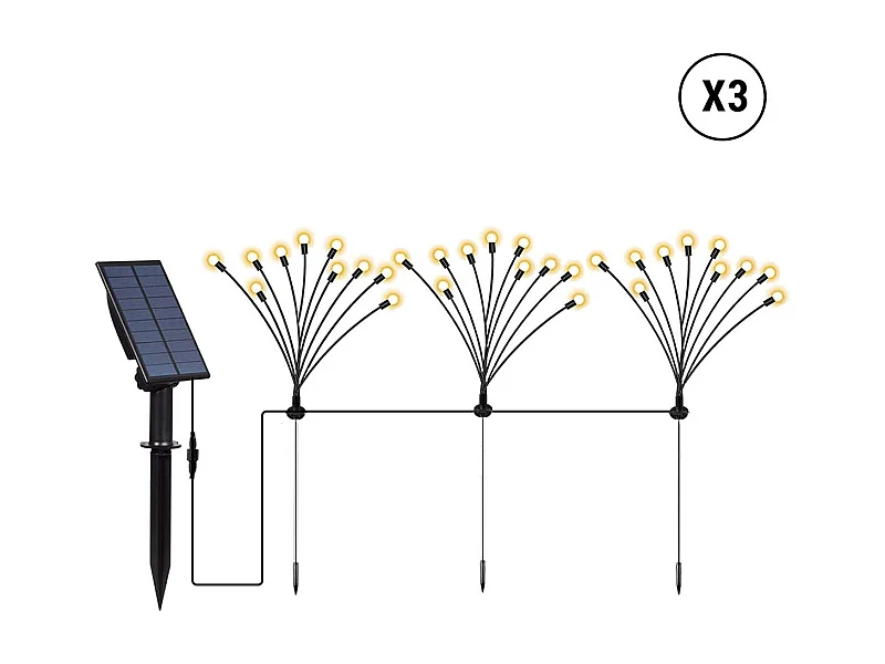 Lot de 9 torches solaires 90 boules LYRA Noir Plastique H70cm