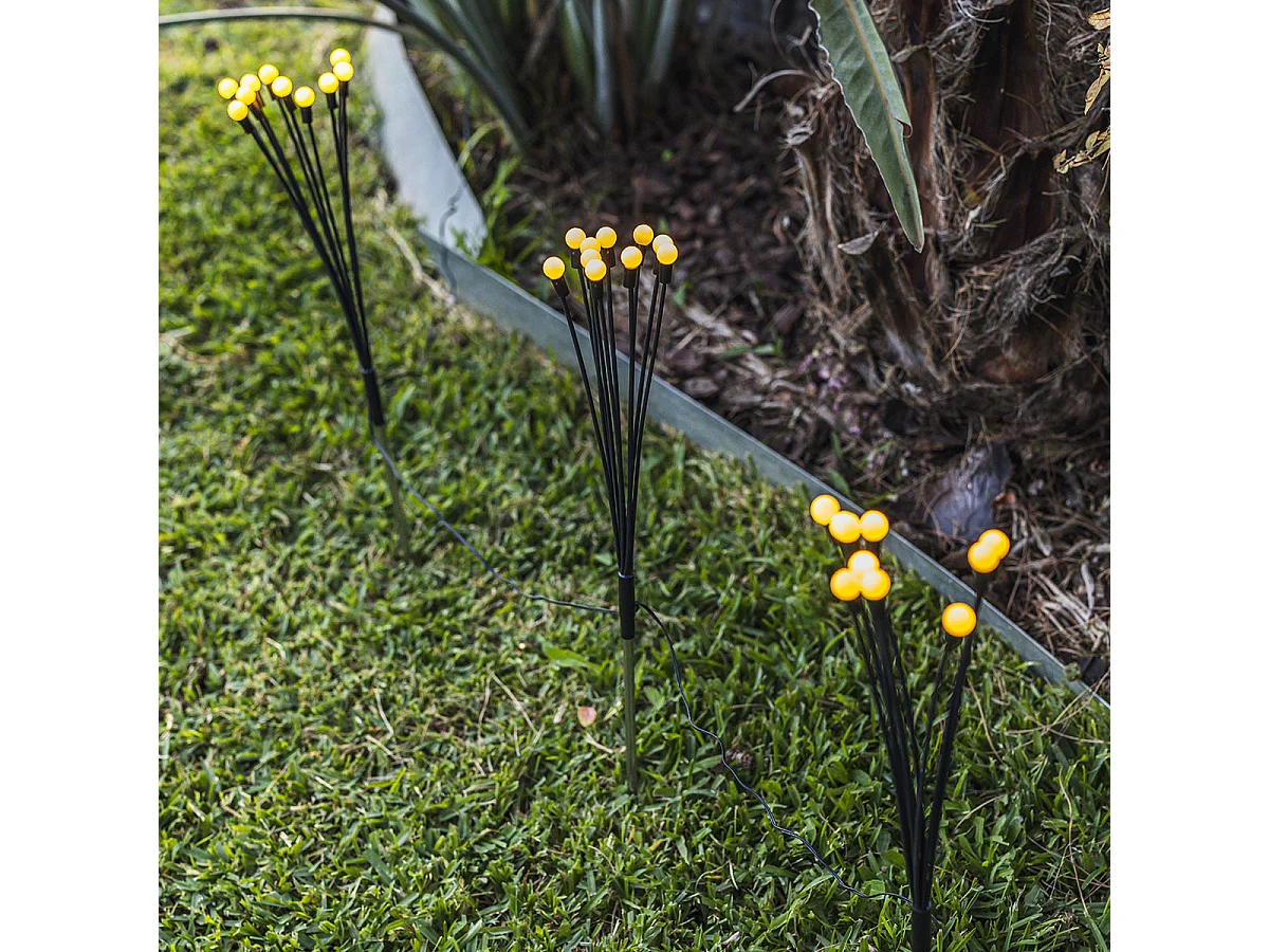 Lot de 9 torches solaires 90 boules LYRA Noir Plastique H70cm