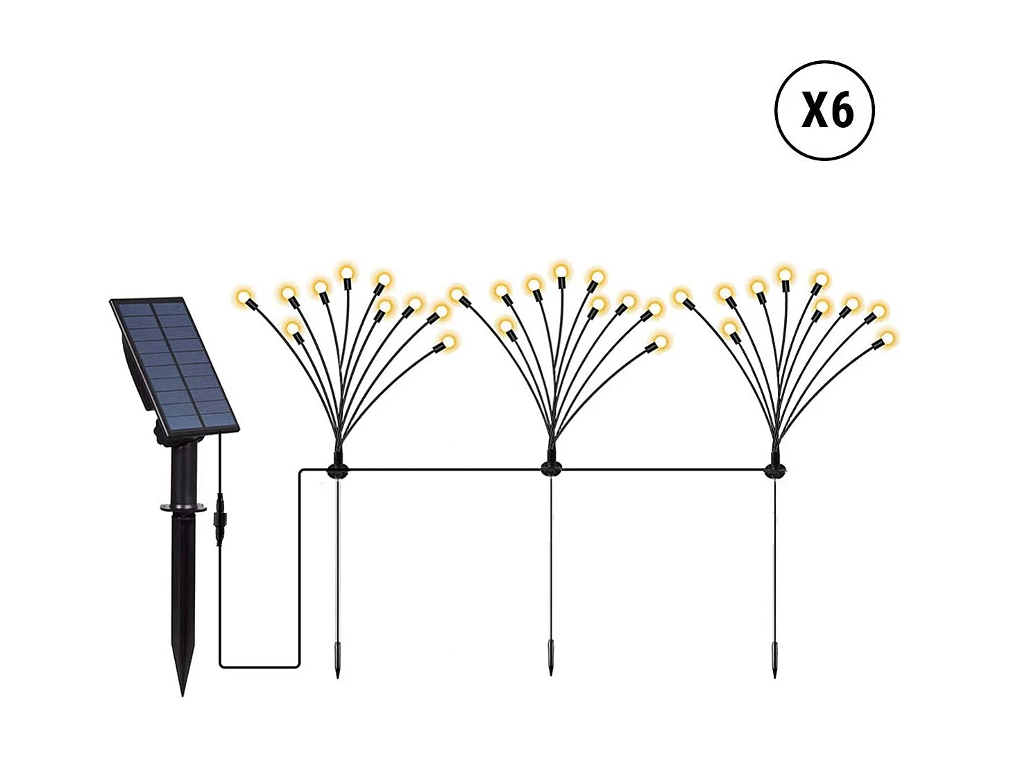Lot de 18 torches solaires 180 boules LYRA Noir Plastique H70cm