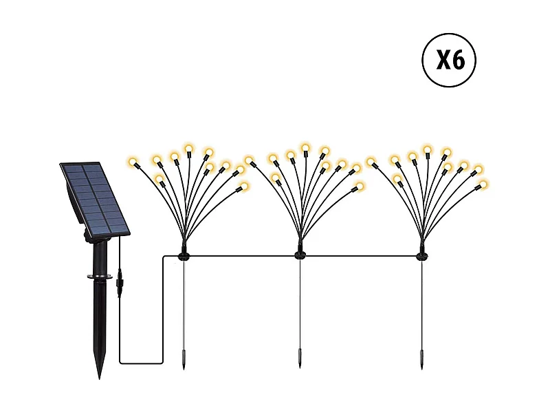 Lot de 18 torches solaires 180 boules LYRA Noir Plastique H70cm
