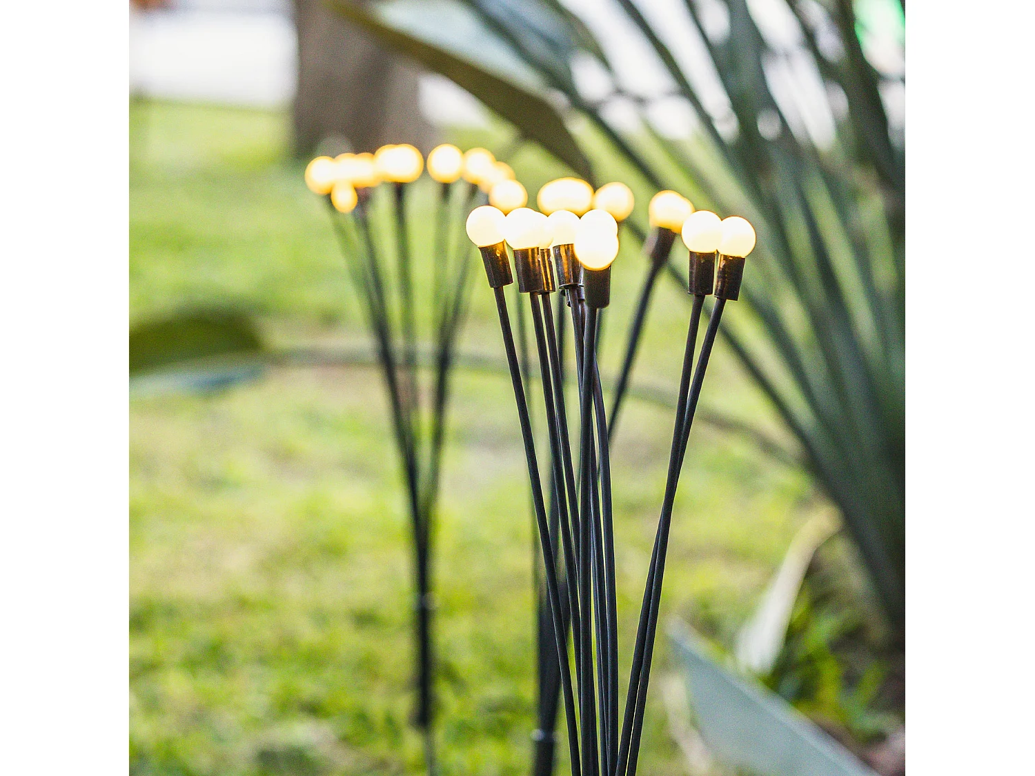 Lot de 4 torches solaires LYRA Noir Plastique H73cm