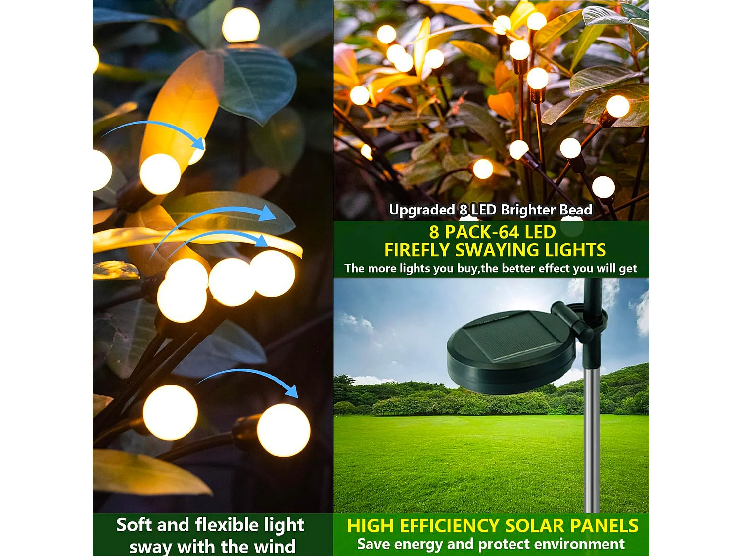 4 Torches solaires 10 boules LYRA H73cm