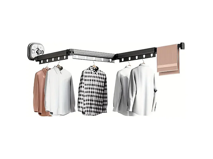 Étendoir à linge mural Extensible PYTHON Noir Aluminium 125 cm