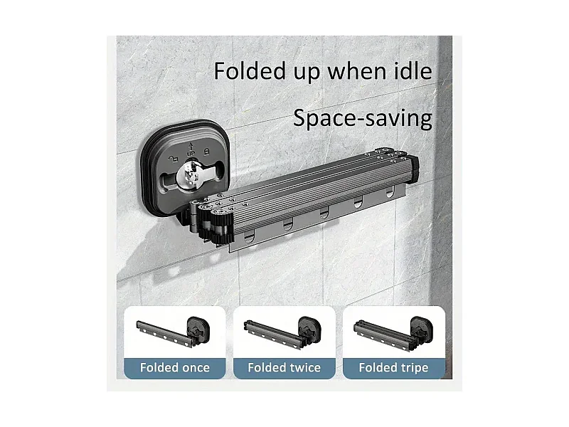 Étendoir à linge mural Extensible PYTHON Noir Aluminium 125 cm