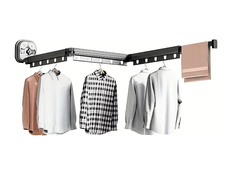 Étendoir à linge mural Extensible PYTHON Noir Aluminium 125cm