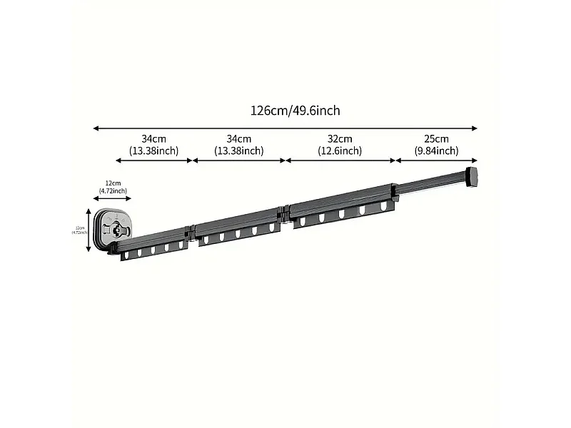 Étendoir à linge mural Extensible PYTHON Noir Aluminium 125cm