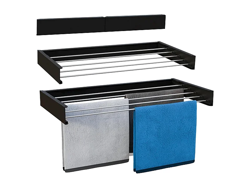 Étendoir à linge mural COBRA Noir Aluminium 6M