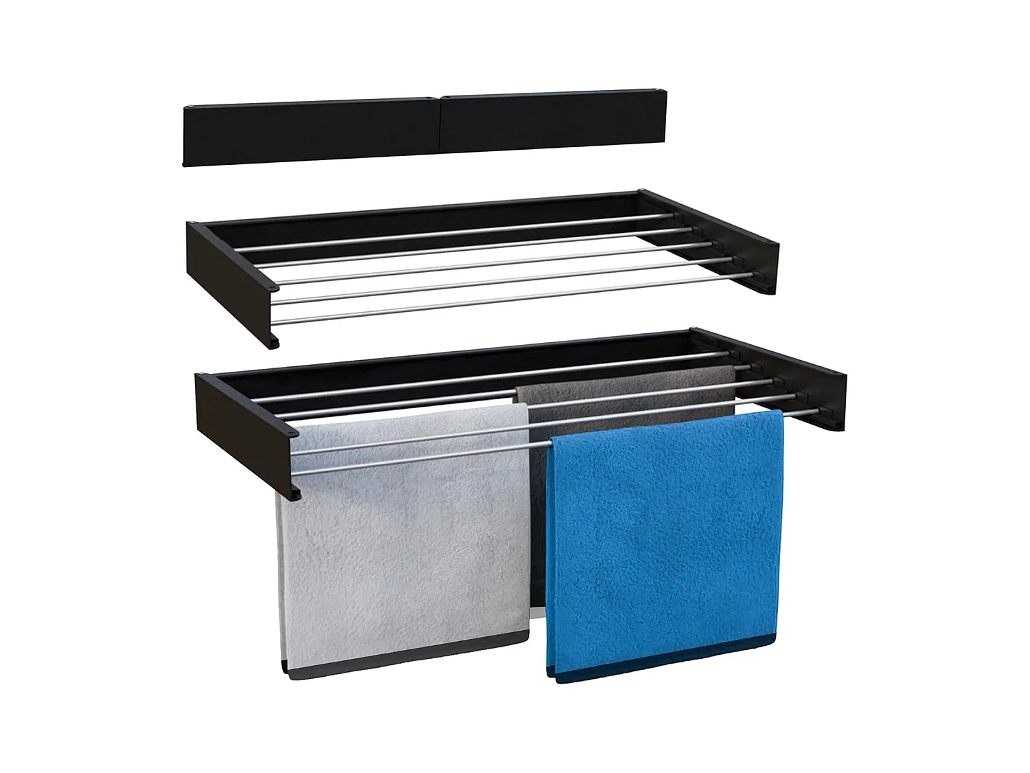 Étendoir à linge mural COBRA Noir Aluminium 6M