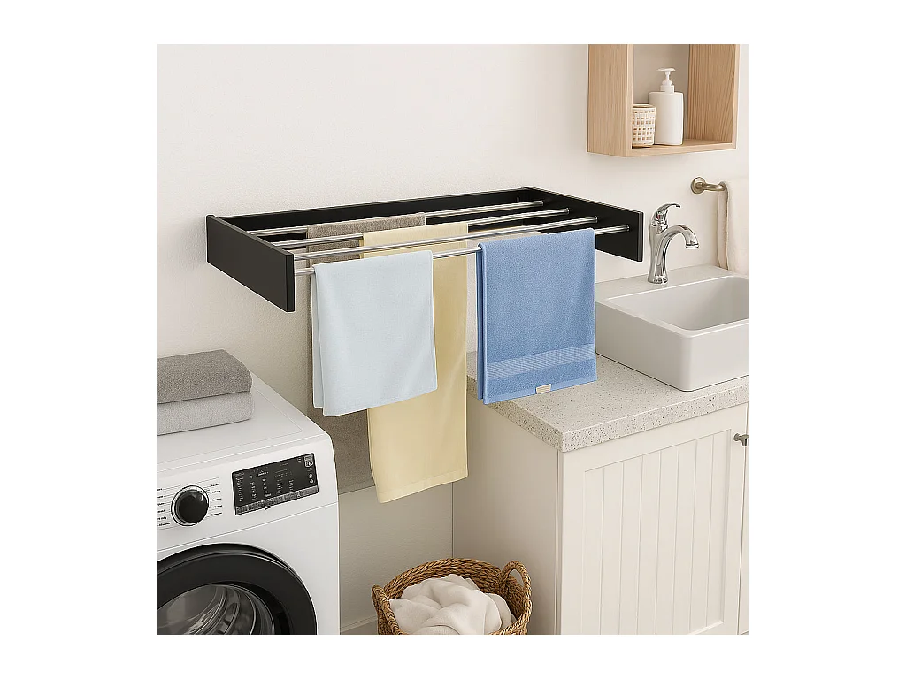 Étendoir à linge mural COBRA Noir Aluminium 6M
