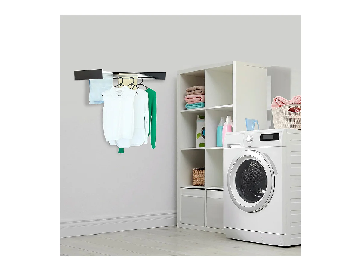Étendoir à linge mural COBRA Noir Aluminium 6M