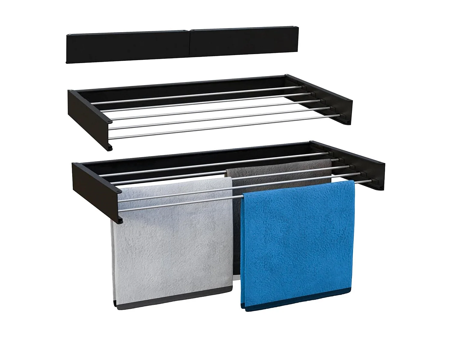 Étendoir à linge mural COBRA Noir Aluminium 6m