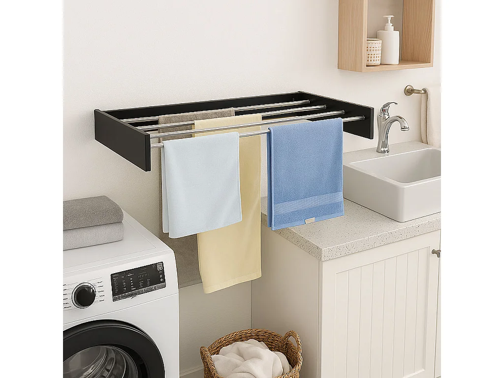 Étendoir à linge mural COBRA Noir Aluminium 6m