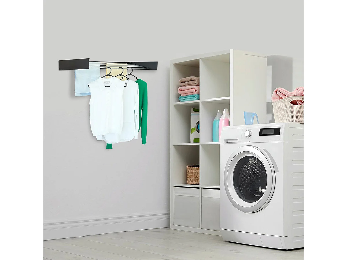 Étendoir à linge mural COBRA Noir Aluminium 6m