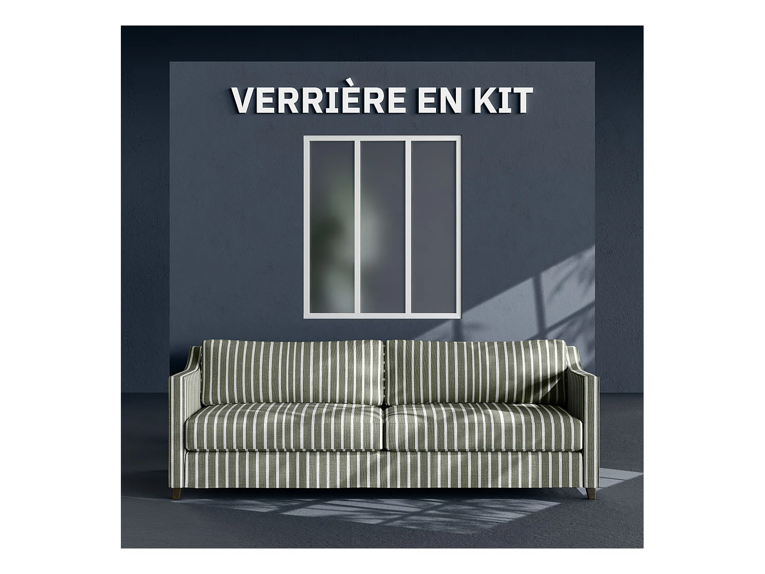 Verrière 3 Carreaux - En Kit - Blanc - Verre Dépoli
