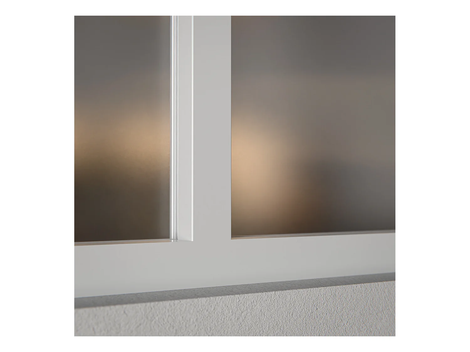 Verrière 3 Carreaux - En Kit - Blanc - Verre Dépoli